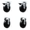 Service Caster 5'' Soft Rubber Wheel Swivel Top Plate Caster Set with 2 Posi Brakes 2 Rigid, 4PK SCC-20S514-SRS-PLB-2-R-2 - alternate 1